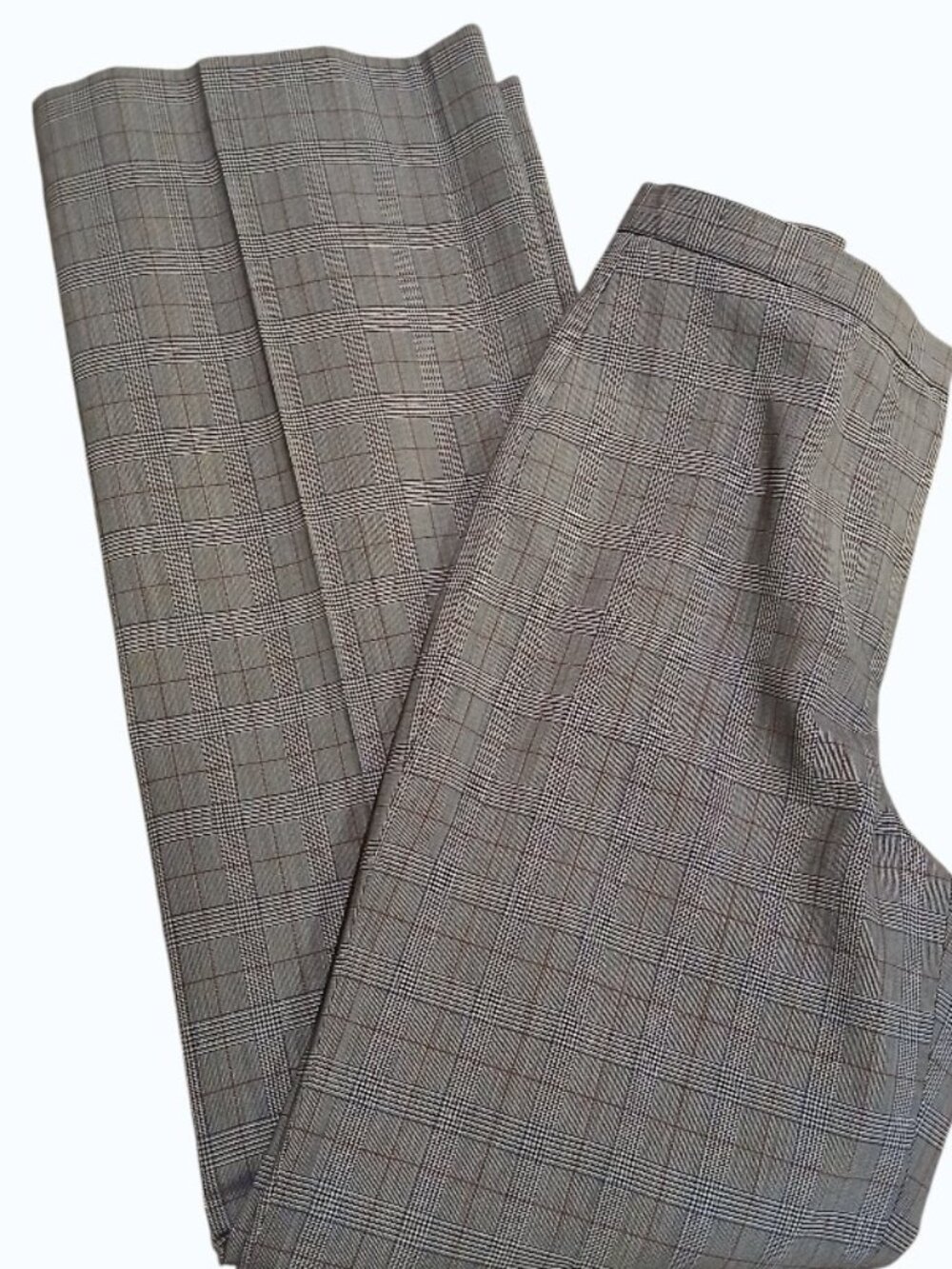 CLASSIQUES ENTIER Wool Gray/Burgundy Plaid Dress Trousers - Like New
